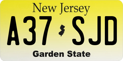 NJ license plate A37SJD