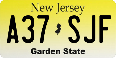 NJ license plate A37SJF
