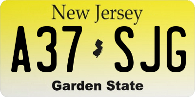 NJ license plate A37SJG