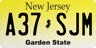 NJ license plate A37SJM