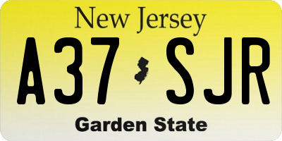 NJ license plate A37SJR