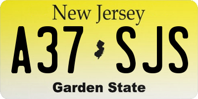 NJ license plate A37SJS