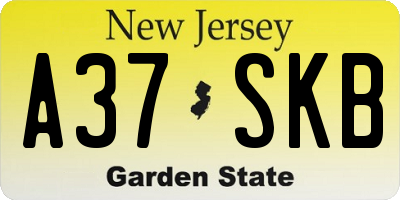 NJ license plate A37SKB