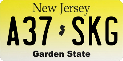 NJ license plate A37SKG