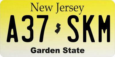 NJ license plate A37SKM