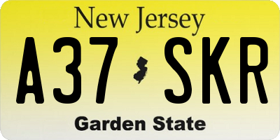 NJ license plate A37SKR