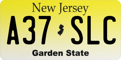 NJ license plate A37SLC
