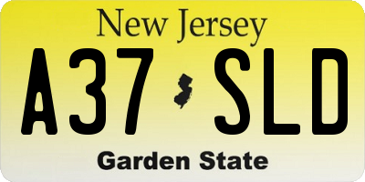NJ license plate A37SLD