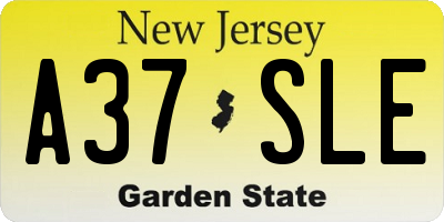 NJ license plate A37SLE