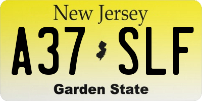 NJ license plate A37SLF