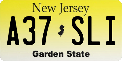 NJ license plate A37SLI