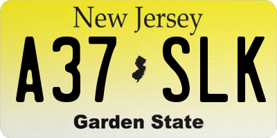 NJ license plate A37SLK