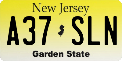NJ license plate A37SLN