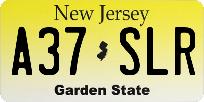 NJ license plate A37SLR