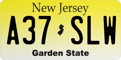 NJ license plate A37SLW