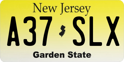 NJ license plate A37SLX