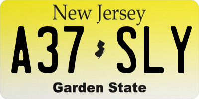 NJ license plate A37SLY
