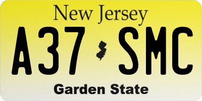 NJ license plate A37SMC