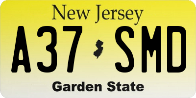 NJ license plate A37SMD
