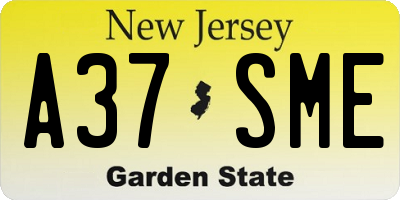 NJ license plate A37SME