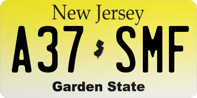 NJ license plate A37SMF