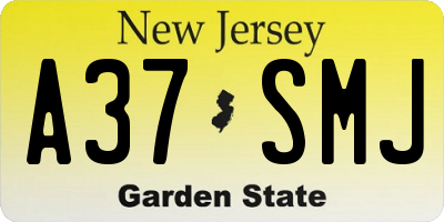 NJ license plate A37SMJ
