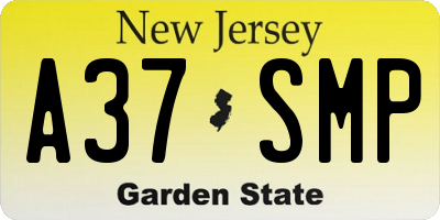 NJ license plate A37SMP