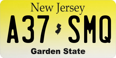 NJ license plate A37SMQ