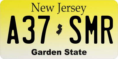 NJ license plate A37SMR