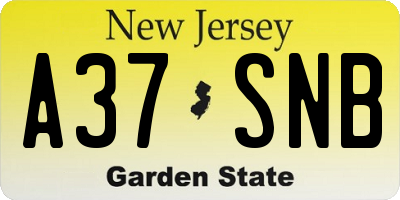 NJ license plate A37SNB