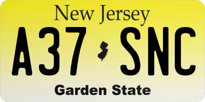 NJ license plate A37SNC