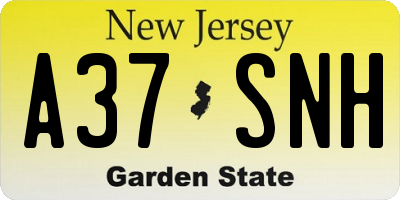 NJ license plate A37SNH