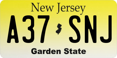NJ license plate A37SNJ