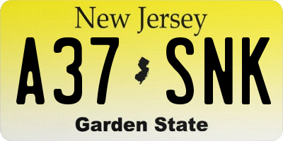NJ license plate A37SNK