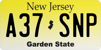 NJ license plate A37SNP