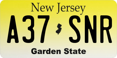 NJ license plate A37SNR