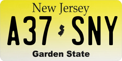 NJ license plate A37SNY
