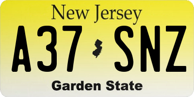 NJ license plate A37SNZ