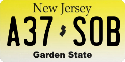 NJ license plate A37SOB