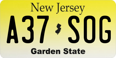 NJ license plate A37SOG