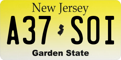 NJ license plate A37SOI