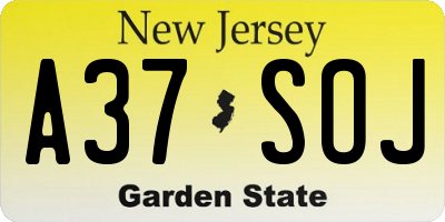 NJ license plate A37SOJ
