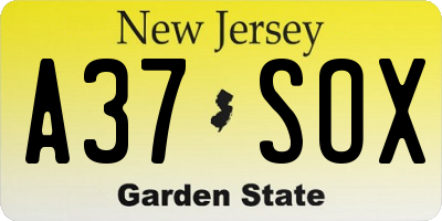 NJ license plate A37SOX