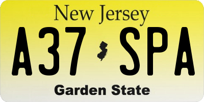 NJ license plate A37SPA