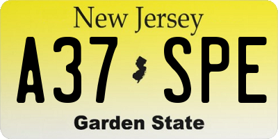 NJ license plate A37SPE