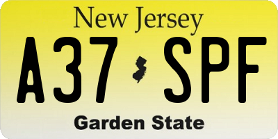 NJ license plate A37SPF