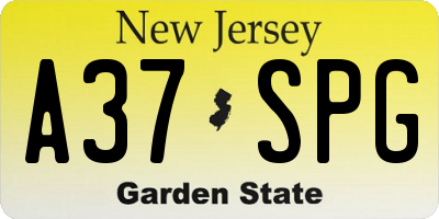 NJ license plate A37SPG