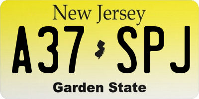 NJ license plate A37SPJ
