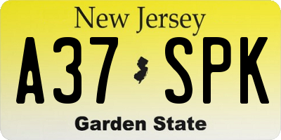 NJ license plate A37SPK