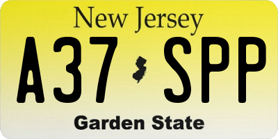 NJ license plate A37SPP
